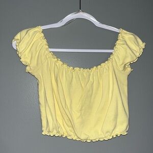 Forever 21 Yellow Ruffled Crop Top